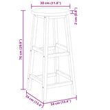 Bar Chairs 2 pcs Solid Acacia Wood