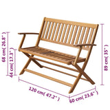 Garden Bench 120 cm Solid Acacia Wood - Top-Down View