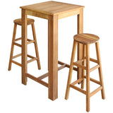 Bar Table and Stool Set 3 Pieces Solid Acacia Wood