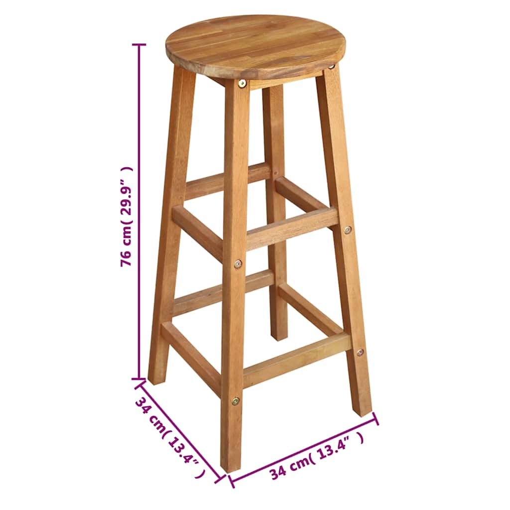 Bar Table and Stool Set 3 Pieces Solid Acacia Wood