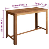 Bar Table and Stool Set 7 Pieces Solid Acacia Wood - 45-Degree Angle