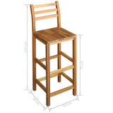 Bar Table and Chair Set 7 Pieces Solid Acacia Wood - Rear View