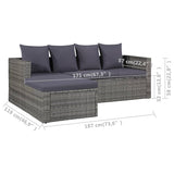 4 Piece Garden Lounge Set with Cushions Poly Rattan Grey - Close-Up Angle