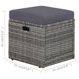 4 Piece Garden Lounge Set with Cushions Poly Rattan Grey - Low Angle