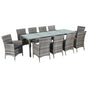 11 Piece Outdoor Dining Set with Cushions Poly Rattan Grey