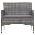Garden Bench 105 cm Poly Rattan Grey