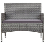Garden Bench 105 cm Poly Rattan Grey - Front View