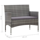 Garden Bench 105 cm Poly Rattan Grey - Rear View