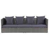 Garden Bed Grey 200x60 cm Poly Rattan - Front View