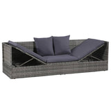 Garden Bed Grey 200x60 cm Poly Rattan - Side View