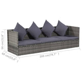 Garden Bed Grey 200x60 cm Poly Rattan - 45-Degree Angle
