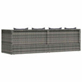 Garden Bed Grey 200x60 cm Poly Rattan - Low Angle
