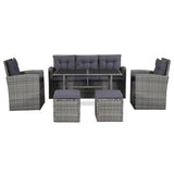 6 Piece Garden Lounge Set with Cushions Poly Rattan Grey