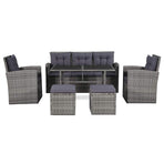 6 Piece Garden Lounge Set with Cushions Poly Rattan Grey