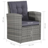 6 Piece Garden Lounge Set with Cushions Poly Rattan Grey - Extra Image