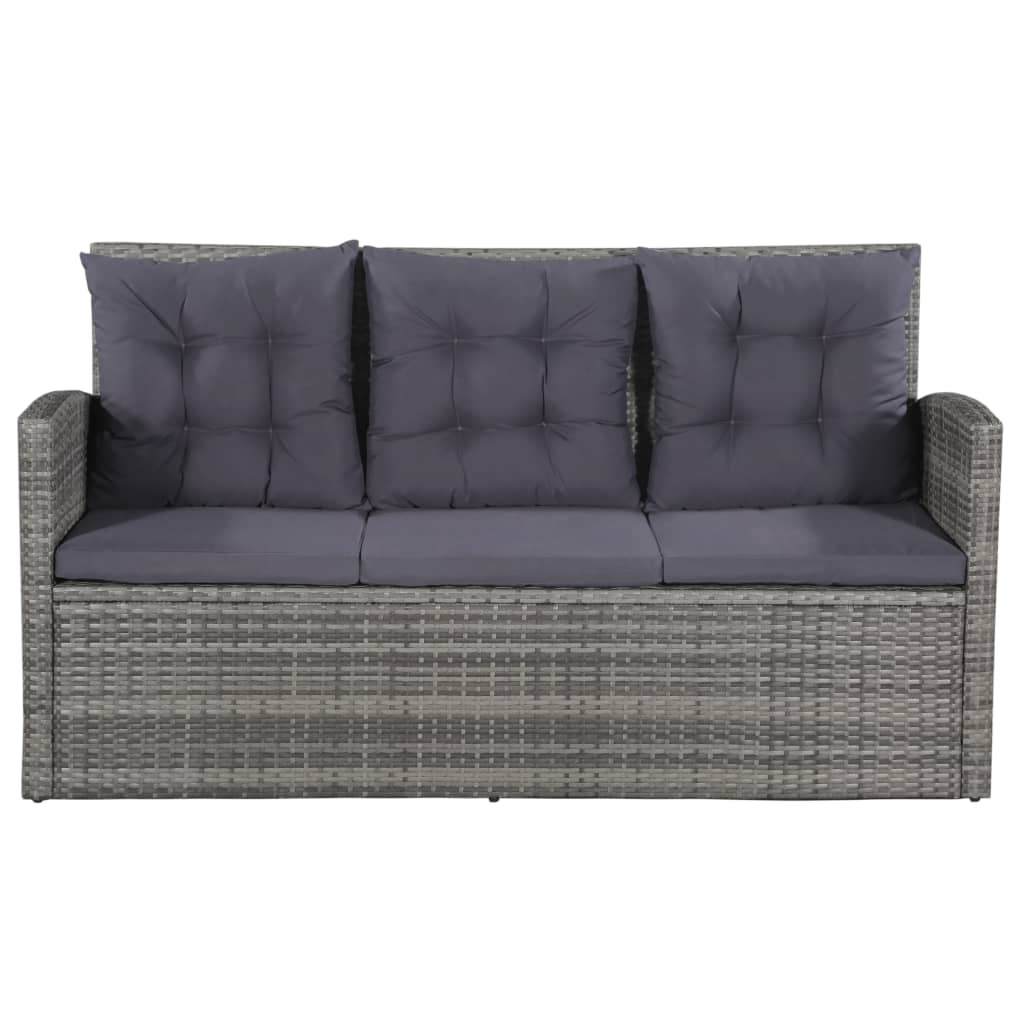 6 Piece Garden Lounge Set with Cushions Poly Rattan Grey