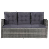 6 Piece Garden Lounge Set with Cushions Poly Rattan Grey - Side View