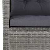 6 Piece Garden Lounge Set with Cushions Poly Rattan Grey - Rear View