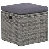 6 Piece Garden Lounge Set with Cushions Poly Rattan Grey - Close-Up Angle