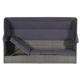 Garden Bed with Canopy Grey 205x62 cm Poly Rattan - Front View