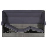 Garden Bed with Canopy Grey 205x62 cm Poly Rattan - Side View