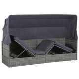 Garden Bed with Canopy Grey 205x62 cm Poly Rattan - Top-Down View