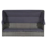Garden Bed with Canopy Grey 205x62 cm Poly Rattan
