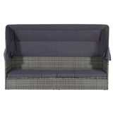 Garden Bed with Canopy Grey 205x62 cm Poly Rattan - 45-Degree Angle