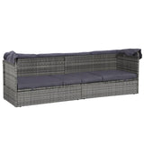 Garden Bed with Canopy Grey 205x62 cm Poly Rattan - Rear View