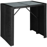 5 Piece Outdoor Bar Set Poly Rattan and Glass - Front View