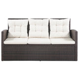 5 Piece Garden Lounge Set with Cushions Poly Rattan Brown