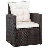 5 Piece Garden Lounge Set with Cushions Poly Rattan Brown - Top-Down View
