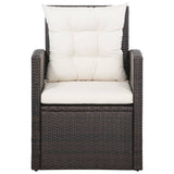 5 Piece Garden Lounge Set with Cushions Poly Rattan Brown - 45-Degree Angle