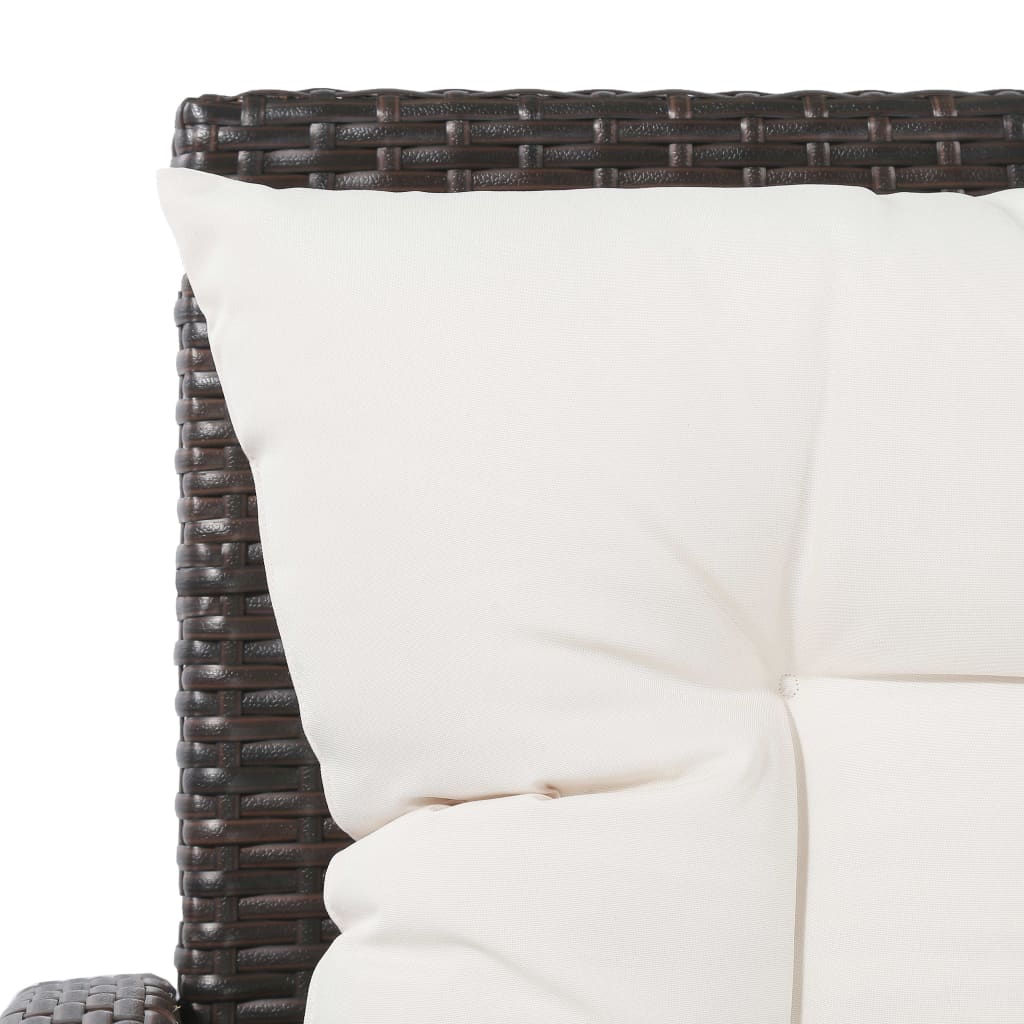 5 Piece Garden Lounge Set with Cushions Poly Rattan Brown