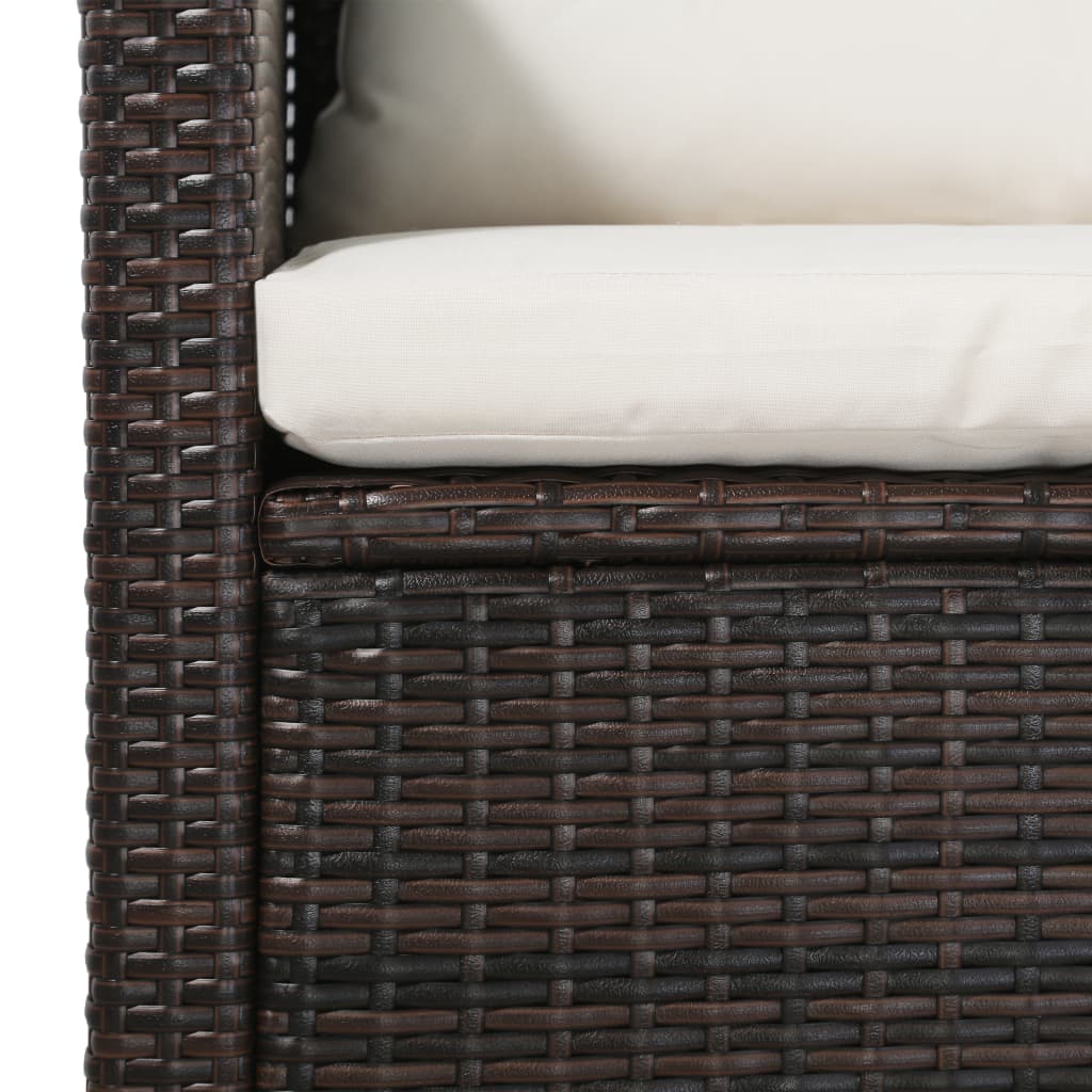5 Piece Garden Lounge Set with Cushions Poly Rattan Brown