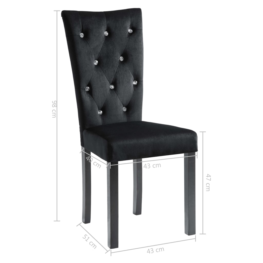 Dining Chairs 6 pcs Black Velvet