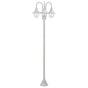 Garden Post Light E27 220 cm Aluminium 3-Lantern White