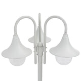 Garden Post Light E27 220 cm Aluminium 3-Lantern White - Side View