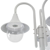 Garden Post Light E27 220 cm Aluminium 3-Lantern White - Top-Down View