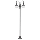 Garden Post Light E27 220 cm Aluminium 3-Lantern Bronze - Front View