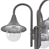 Garden Post Light E27 220 cm Aluminium 3-Lantern Bronze - Top-Down View