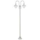 Garden Post Light E27 220 cm Aluminium 2-Lantern White