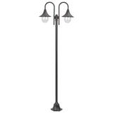 Garden Post Light E27 220 cm Aluminium 2-Lantern Bronze