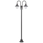 Garden Post Light E27 220 cm Aluminium 2-Lantern Bronze