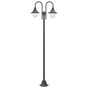 Garden Post Light E27 220 cm Aluminium 2-Lantern Bronze