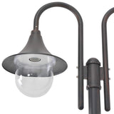 Garden Post Light E27 220 cm Aluminium 2-Lantern Bronze - Front View