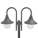 Garden Post Light E27 220 cm Aluminium 2-Lantern Bronze - Side View