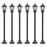 Garden Post Lights 6 pcs E27 110 cm Aluminium Dark Green