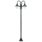 Garden Post Light E27 220 cm Aluminium 3-Lantern Dark Green