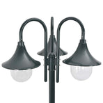 Garden Post Light E27 220 cm Aluminium 3-Lantern Dark Green